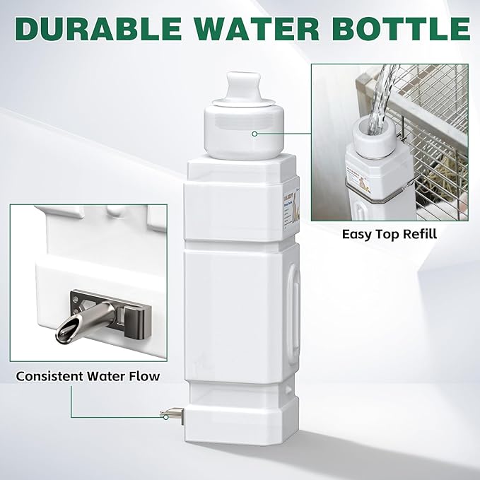 Salcod Rabbit Water Bottle, No Drip Bunny Water Dispenser for Rabbits, Hamster, Guinea Pigs, Ferrets, Birds, Mouse, Rats, Other Small Animal Pet No Leak Easy Mount Drinker,42 oz