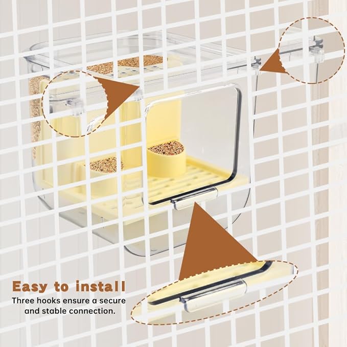 Automatic Bird Feeder No Mess Bird Cage Pet Feeder Multifunctional Parrot Feeders Transparent Food Container for Canaries (Color:Clear)