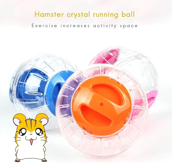 Crystal Hamster Ball for Hamsters Less Than 4 Inches - 6" Guinea Pig Exercise Running Ball - Fitness Wheel for Small Animals - Dwarf Hamster Toy (L, White B)