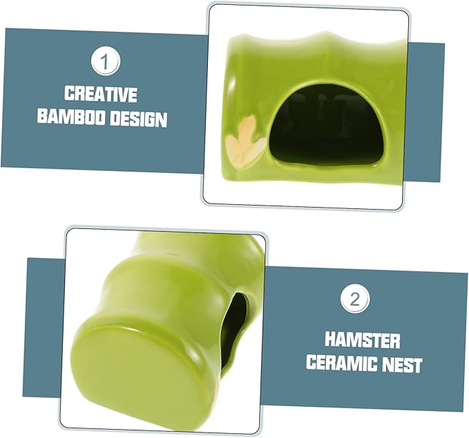 BESPORTBLE Ceramic Hamster Hideout: Bamboo Shaped Habitat Cage Accessories House Hide Hut for Mouse Mice Rat Summer Small Animals Pet Hideaway