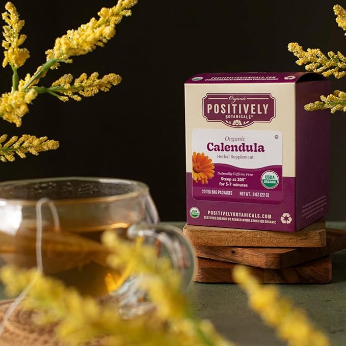 Organic Positively Botanicals Company, Calendula Herbal Tea Bags, 20 Count