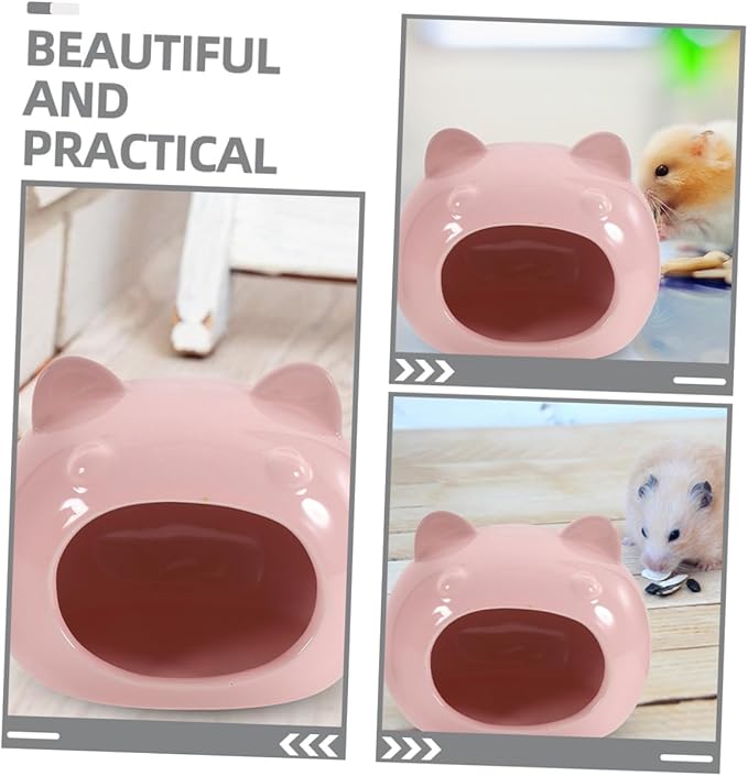 TOYANDONA Ceramic Hamster Hideout Small Animal House Lightweight Portable Pet Hideout Hut Cozy Bed for Hamsters Gerbils Mice and Guinea Pigs Small Light Pink