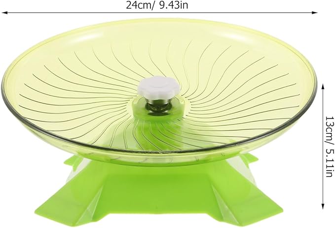 Hamster Flying Saucer Wheel 24cm Silent Double-axle Plastic Running Exercise Wheel for Small Pets Gerbils Dwarf Hamsters Matcha Green