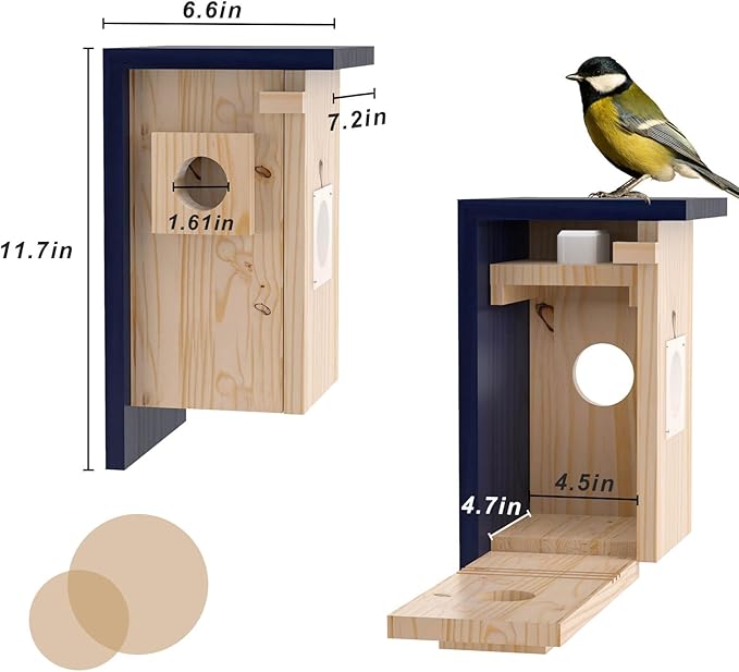 Birdhouse Camera – Solar Powered 1080P/2K HD Smart Nest Box, 2.4G WiFi Live View, Night Vision, Real-Time Bird Watching & Hatching, Outdoor Garden Bird Nest, Ideal Gift for Bird Lovers