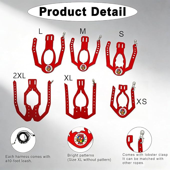 Adjustable Bird Harness & Leash Set for Small Birds,FitsBudgie,Parakeets, Conures, Cockatiels,Green Cheek,Quaker Parrots(Red, S+) Z6350-5