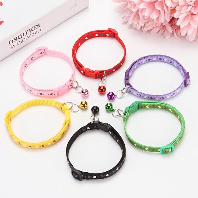 Puppy Collar with Bell, 2-Pack Basic Cat Collars with Bells Xs Dog Collar for XXS Xs Small Tiny Pet Dogs Female Kitten Girls Animal, Neck 7-12 Inch