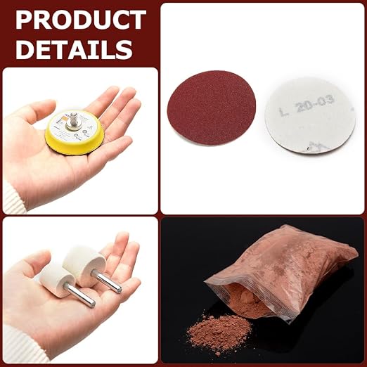 Glass Polishing Kit, Multifunctional Deep Scratch Remover Cerium Oxide | 34-Piece Multifunctional Cerium Oxide Polishing Powder, Glass Repair Kit for Windscreen, Windows, Tables, and Aquariums