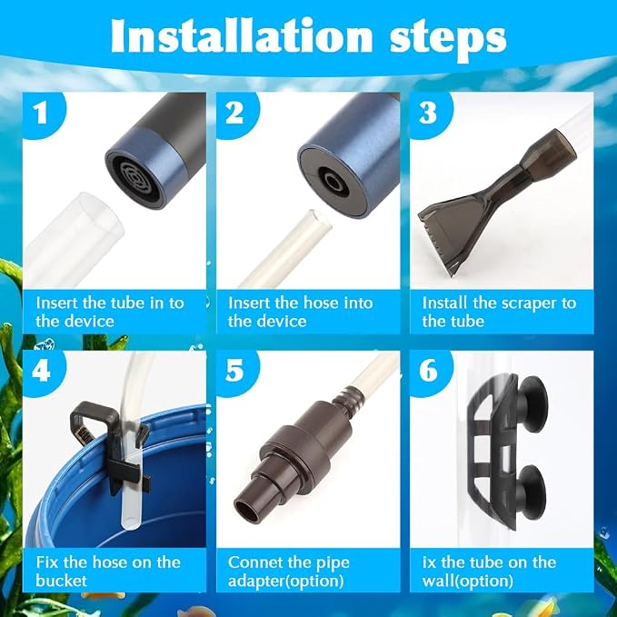Aquarium Siphon Gravel Cleaner, Fish Tank Vacuum Cleaning Kit, Manual Water Changer Pump for Aquarium and Turtle Tanks, Gravel Vacuum Sand Washer for Removing Waste and Debris(COLOR:Black+Transparent)