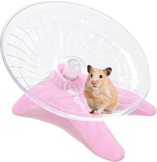 Hamster Flying Saucer Silent Running Exercise Wheel for Hamsters, Gerbils, Mice,Hedgehog and Other Small Pets Silent Running Wheel Hamster Wheel (Pink)