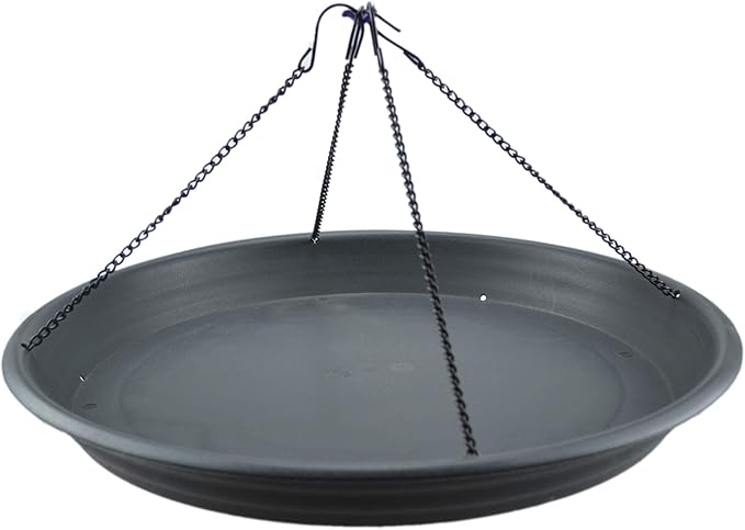 16" Bird Seed Catcher Tray Platform Feeder Hanging Tray Seed Hoop Outdoors Backyard Garden (Black)