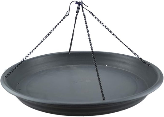 16" Bird Seed Catcher Tray Platform Feeder Hanging Tray Seed Hoop Outdoors Backyard Garden (Black)