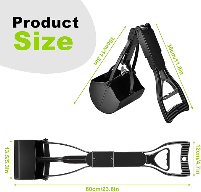 23.6‘’ Pooper Scooper, Foldable Pooper Scooper for Large Medium Dogs, Poop Pick Up Tool for Yard, Lawns, Grass