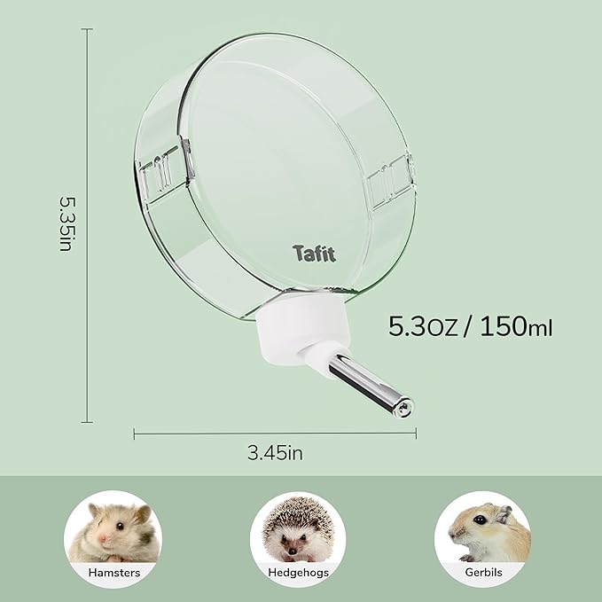 Small Animal Water Bottle, No-Drip Rollerball, Hanging, 5.3 oz, 150ml, for Hamsters, Mice, Rats, Gerbils
