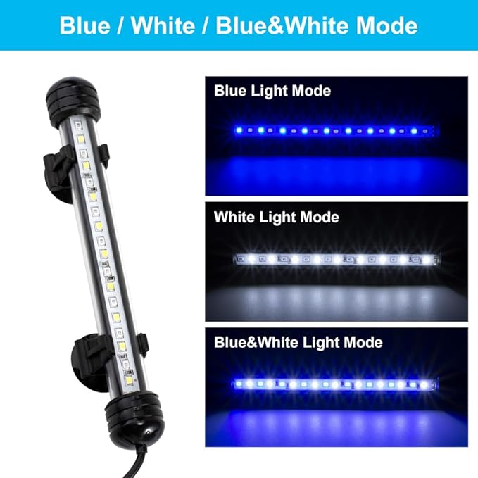 DaToo 8W 15inch Submersible Aquarium Light Underwater Fish Tank Light LED Aquarium Light Bar with Timer Auto On/Off and Dimmer Adjustable Brightness, 1 Yr Warranty