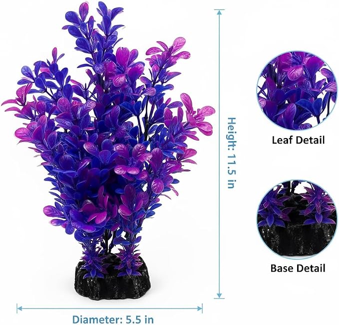 Mipukbay Purple Aquarium Plants - Artificial Plastic Fish Tank Decor, Realistic Ornament Safe for Fish & Shrimp, Low-Maintenance Aquascaping Plants for Freshwater/Saltwater Tank Landscaping