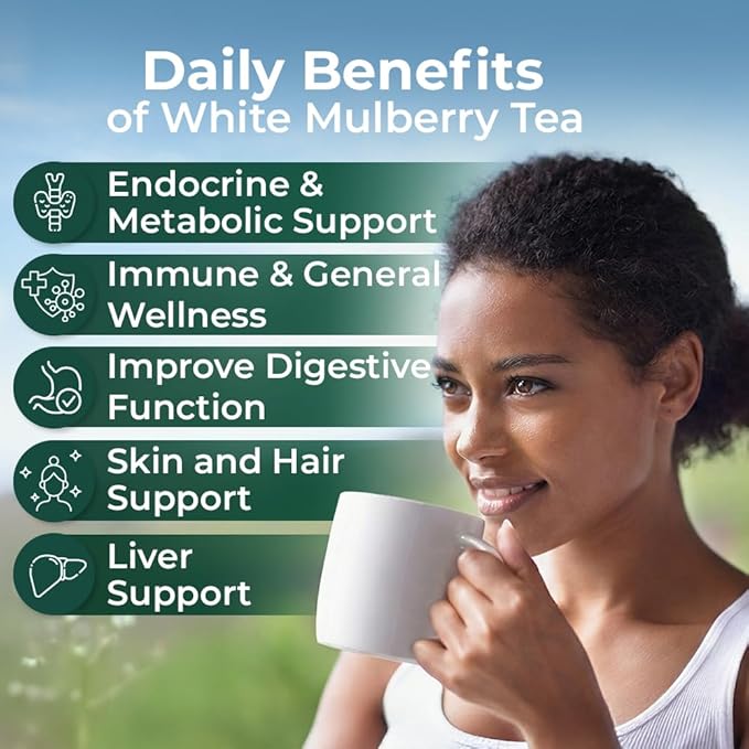 50 Bags White Mulberry Tea Mulberry Leaf Herbal Tea (Morus Alba) - 50 Count 1.5g Bags Herb Hoja De Morera