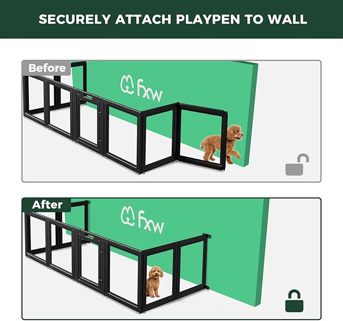 FXW Fence-to-Wall Anchors (Pack of 4) for AuraSpace Playpen – Accessory Only, Safely Expand Your Dog’s Play Area, Fits 24" H Acrylic Playpen, Black
