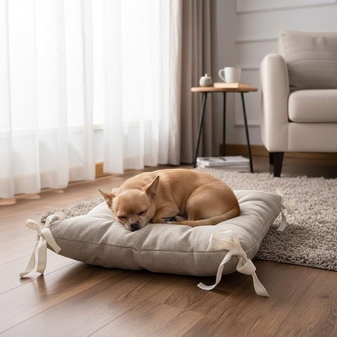Hemp Pet Bed for Dogs and Cats, Natural Washable Pet Cushion, Soft Floor Pillow with 800 g Filling, Hemp Fabric 180 g/m² (X-Large)