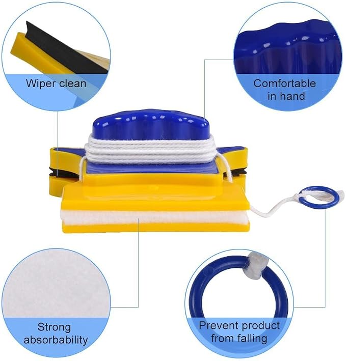 Tvoip Magnetic Window Cleaner Double Side Glass Wiper Cleaner Surface Brush Glass Cleaner Algae Scraper Brush Pad