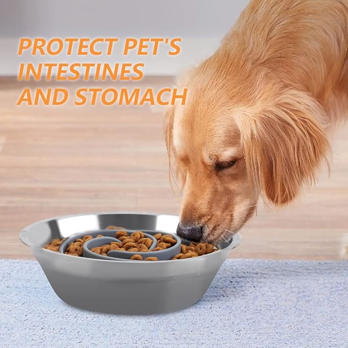 Slow Feeder Dog Bowls Insert, Animire Soft Silicone Slow Eating Food Bowl for Small, Medium and Large Dogs