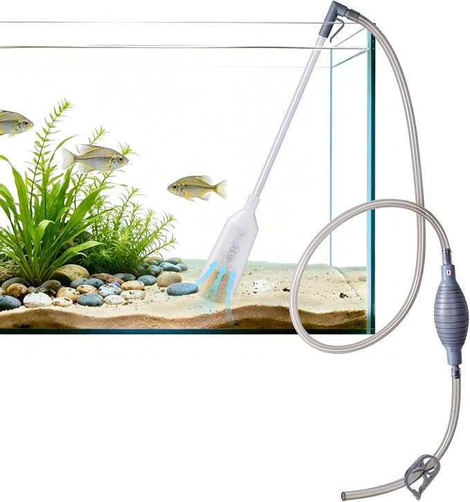 AOZU 3-in-1 Aquarium Vacuum Gravel Cleaner, Adjustable Fish Tank Siphon Cleaner, Aquarium Water Changer and Sand Washer Kit with Hand Siphon Hose & Extension Tube