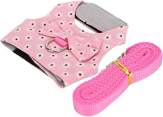 GLOGLOW Small Pet Leash Vest, Soft Fabric Rabbit Harness and Guinea Pig Carrier for Small Pets with Adjustable Straps, Great for Indoor and Outdoor Activities (L)
