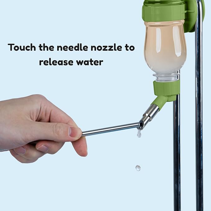 Leak-Proof Small Animal Water Bottle for Chinchillas, Guinea Pigs & Rabbits, Bird & Parrot Water Dispenser (Green, 8.12oz)