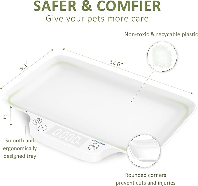 MomMed Portable Pet Scale with Hold & Tare Function, Precision Digital Scale for Newborn Puppy to 33lb