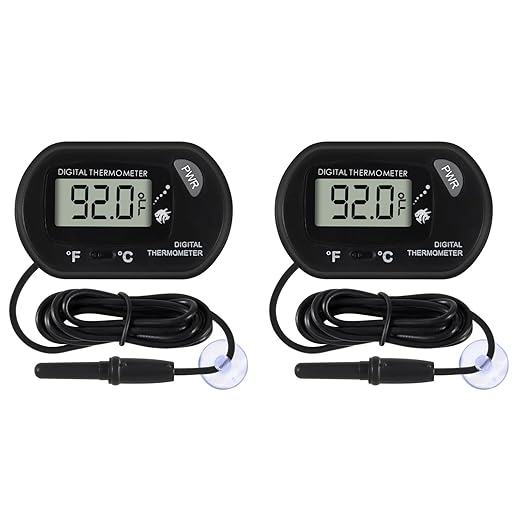2Pcs Aquarium Thermometer Fish Tank Thermometer Reptile Fahrenheit Terrarium Water Temperature Indicator Test Digital with LCD Display Fahrenheit/Celsius