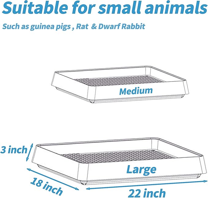 PODOO Rabbit Litter Box – Training Potty Tray for Guinea Pig & Small Pets · Spacious Grid Pan with Low Entrance, Easy-Clean & Odor-Resistant—Helps Keep a Clean Cage and Reduce Mess