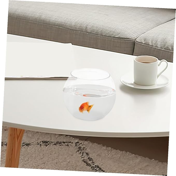 Generic Clear Plastic Fish Bowl Round Fish Tank Globe for Goldfish Tabletop Tank Decor 5.90 X 5.90 X 5.11 in Desktop Aquarium for Home Office Party Display