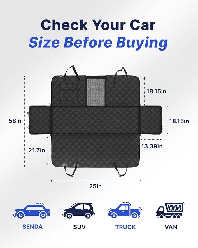 pettycare Dog Car Seat Cover for Back Seat, 600D Heavy Duty Waterproof & Scratch-Resistant for Car with Side Flap, Pet Back Seat Covers for Car with Seatbelt Black.