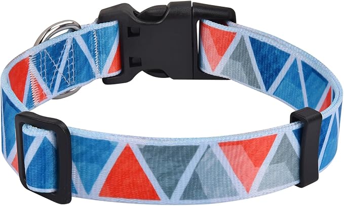MarukoPet Dog Collar, Adjustable for Small Medium Large Dogs Puppy, Cute Design with Bohemia Floral Tribal Geometric Patterns Boys Girls Dog Collar(Impression Triangle-S)