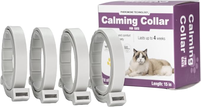 4 Pack Calming Collar for Cats, Anxiety Relief, Stress Pheromone, Collar Pheromone Support, Adjustable & Waterproof, Comfort Cat Calm Collars, Calming Collars Natural Ingredients Pheromones