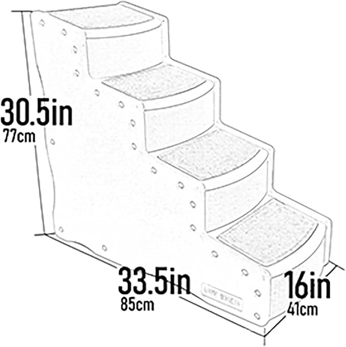 Pet Gear Pet Step IV Pet Stairs, Sea Salt | 4 Step, For Cats/Dogs, Removable Washable Carpet Treads, Supports 150 Pounds, No Tools Required