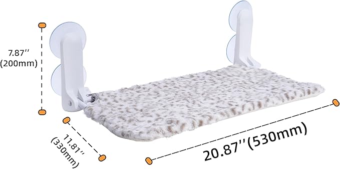 SMOUATOU Cat Window Perch, Cordless Foldable Cat Hammock Bed with 4 Suction Cups, Embeded Machine Washable Bed for Indoor Cats, Strong Metal Frame Holds 40lbs (Leopard Print)