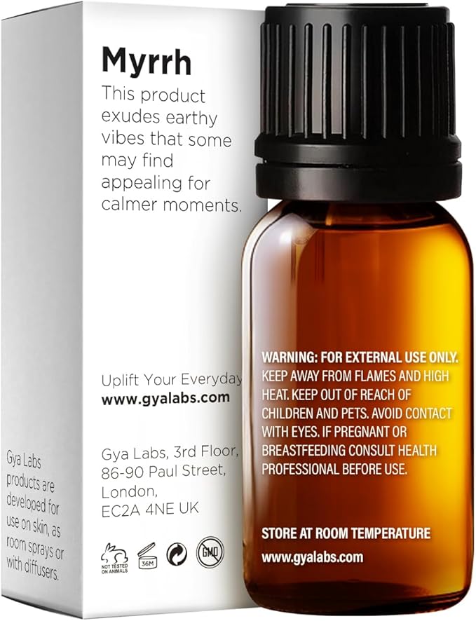 100% Pure Myrrh Essential Oil - 0.34 Fl Oz - Myrrh Oil for Hair, Skin, Diffuser, Aromatherapy & DIY Candle Making Scent