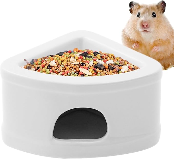 Ceramic Hamster Hideout House - Multifunctional Small Pet Cave with Feeding Bowl, Durable Habitat for Hamsters, Gerbils, Mice, Lemmings, All-Season Pet Bed & Hideaway (B)