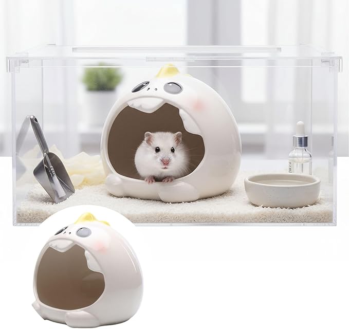 Ceramic Pet Nest for Small Animals - Hamster Ceramic House with Smooth Interior, Enclosed Hideout for Comfortable Shelter and Ventilation
