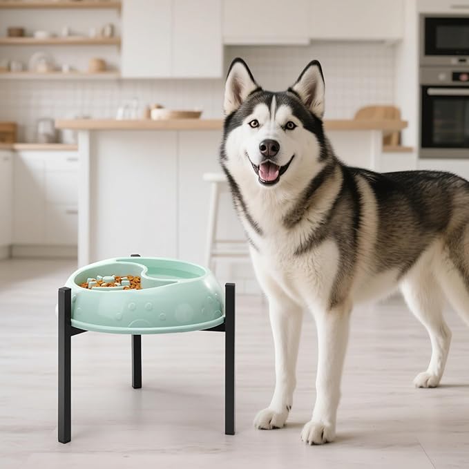 LOOBANI Elevated Dog Bowl Stand: Fits 5.9"-11" Wide Non-Slip Base, Adjustable Elevated Feeder for Medium & Large Dogs Slow Feeders - Black (Fix Size(1 Pack))