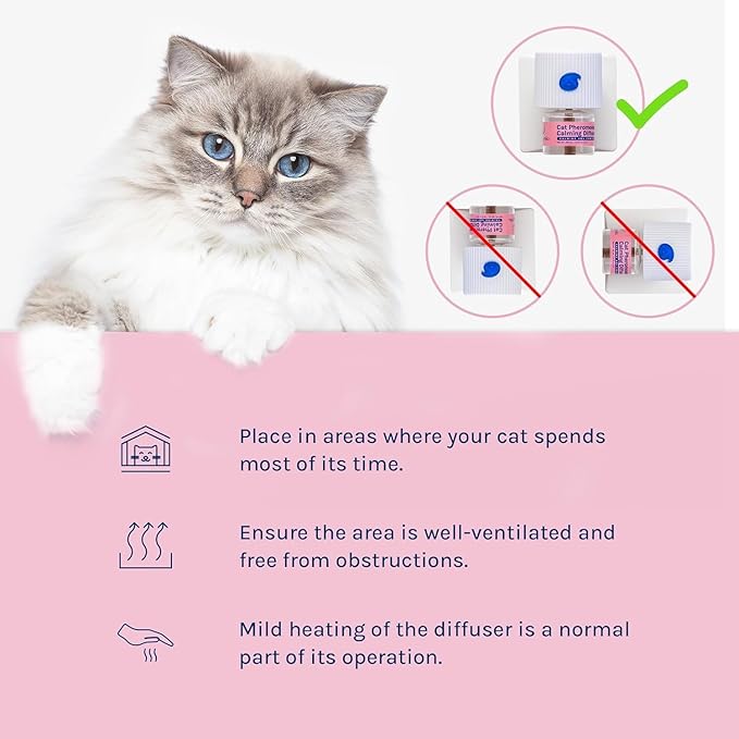 Cat Calming Pheromones Diffuser: 2 Classic Cats Plug-in Refill Diffusers for Relaxation & Comfort - Reduce Stress Barking & Scratching - Indoor 60 Days Supply