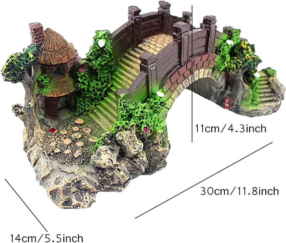 Ulalaza Aquarium Decorations Landscaping Tree Stump Hole Rock Cave Hideouts Stone Fish Tank Resin Driftwood Painted with Realistic Details Over House Supplies Castle Accessories