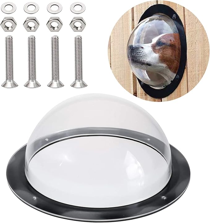 MEKBOK 1 Pack Dog Fence Window, 9.5 Inch Acrylic Dome Clear Dome Pet Window Bubble Window Playground Puppy Fence Window
