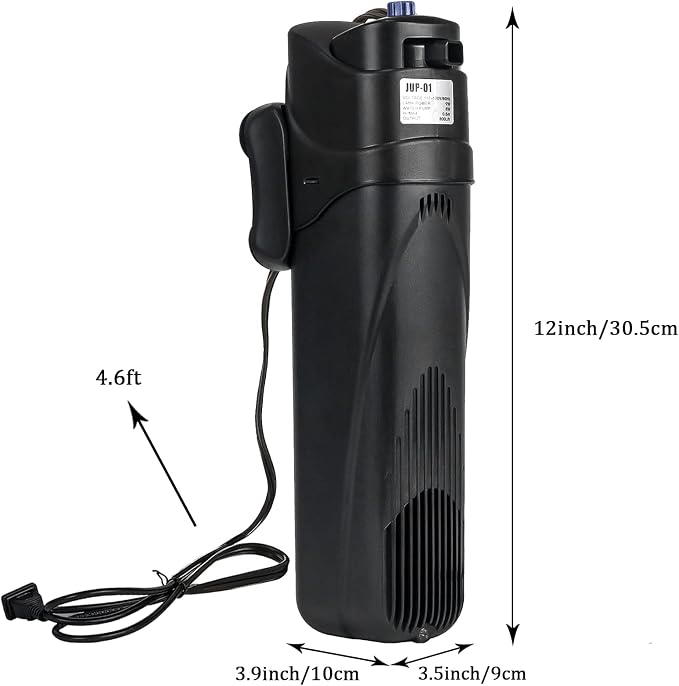 COOSPIDER Aquarium Filter with 9W U-V Light JUP-01 210GPH for 40-80 Gallon | Submersible Fish Tank Filter with 1 Spare Bulb + 2 Replace Sponge for Green Clean, Oxygen Supply, Deodorization, Water Cycle