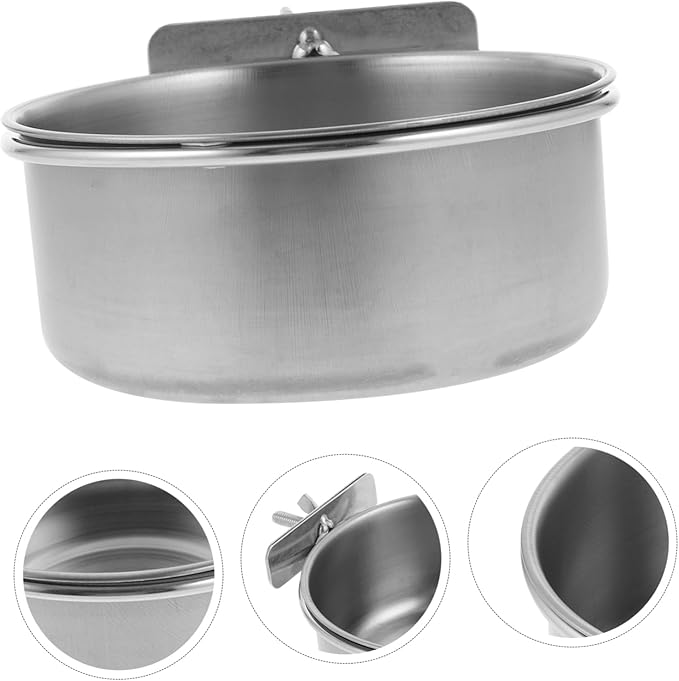 POPETPOP Stainless Steel Hanging Pet Bowl for Birds Cats Dogs Resistant Coop Cup Easy to Install Dishwasher for Cages and Crates