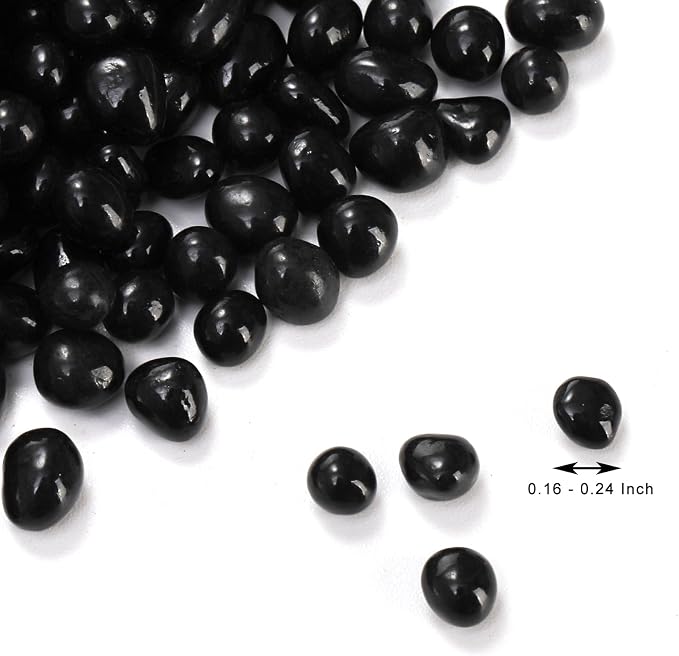 SOUJOY 3 LB Small Aquarium Substrate Gravel Sand, Polished Smooth Fish Tank Gravel, Black Crystal Chip Stone, Natural Decorative Mini Pebbles for Potted Plant, Vase Fillers, Fish Tank Rock (Pack of 2)