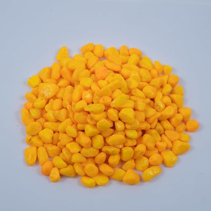 Colored Aquarium Gravel,Colorful Pea Gravel,Garden Rocks,Decorative Stones Rocks for Fish Tank,Aquarium,Fairy Garden Decor,Planters,Vase Fillers,Landscaping,1 Pound (Orange Yellow, 6-9mm)