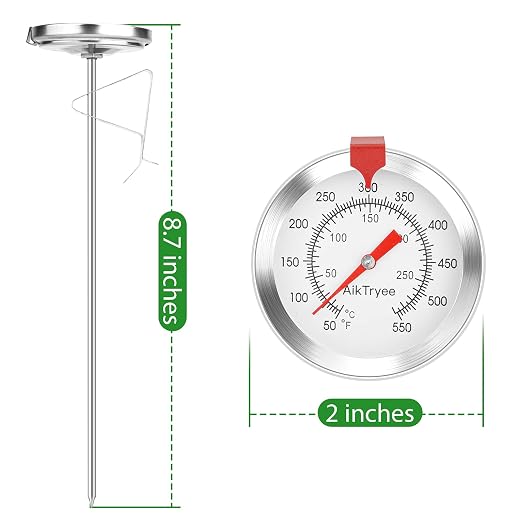 Candy Thermometer Cooking Thermometer with Instant Read Dial Meat Thermometer for Cooking Candy Deep Fry Oven by AikTryee