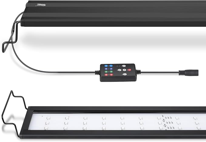hygger LED Aquarium Light, 42W Full Spectrum Fish Tank Light with Multi-Color Timer DIY Mode 24/7 Natural Mode Adjustable Brightness, Aquarium Plant Light with Extendable Brackets for 46~52IN Tank