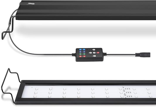 hygger LED Aquarium Light, 42W Full Spectrum Fish Tank Light with Multi-Color Timer DIY Mode 24/7 Natural Mode Adjustable Brightness, Aquarium Plant Light with Extendable Brackets for 46~52IN Tank
